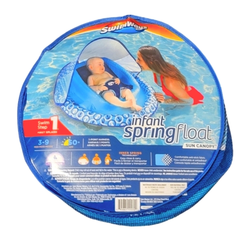 NEW Swimways Infant/Baby Spring Pool Float with Canopy & UPF Protection; 3-9 mos